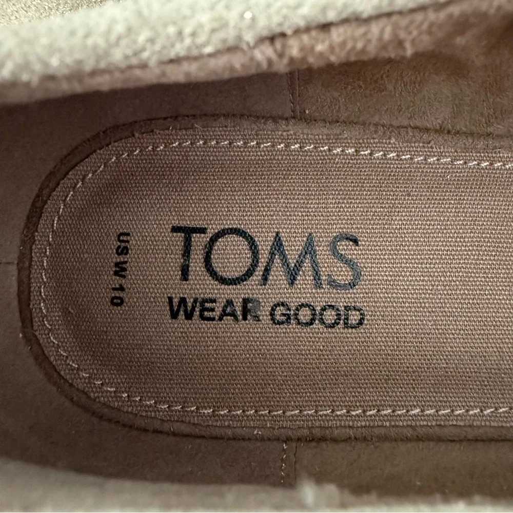 Women’s TOMS Lynette Loafer Dress Shoe Champagne Metallic Suede Leather Size 10 - Picture 11 of 15